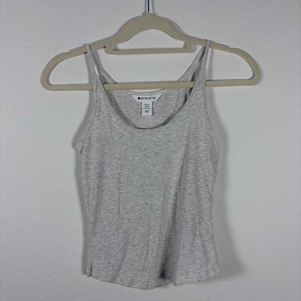 Athleta Gray Ribbed Tank Top Women's XXS Athleisure Workout Casual Ribbed Sports